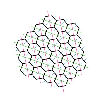 Imagem representando as brácteas hexagonais de um abacaxi em fileiras.